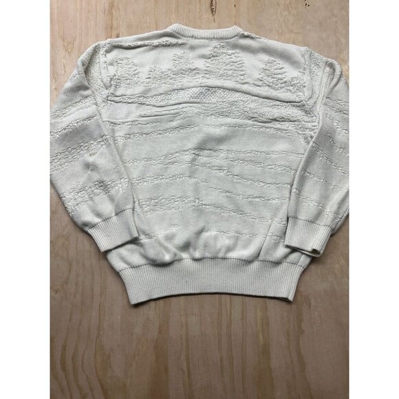 Vtg Sweater Large Beige Golf Embroidered Crew Neck Grandpa Dad Retro Size L - Picture 3 of 7